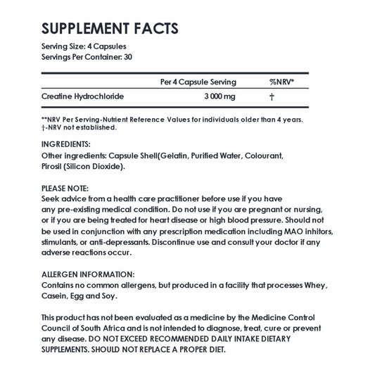 CREATINE HYDROCHLORIDE | 120G | 30 SERVINGS - Fortis Nutrition