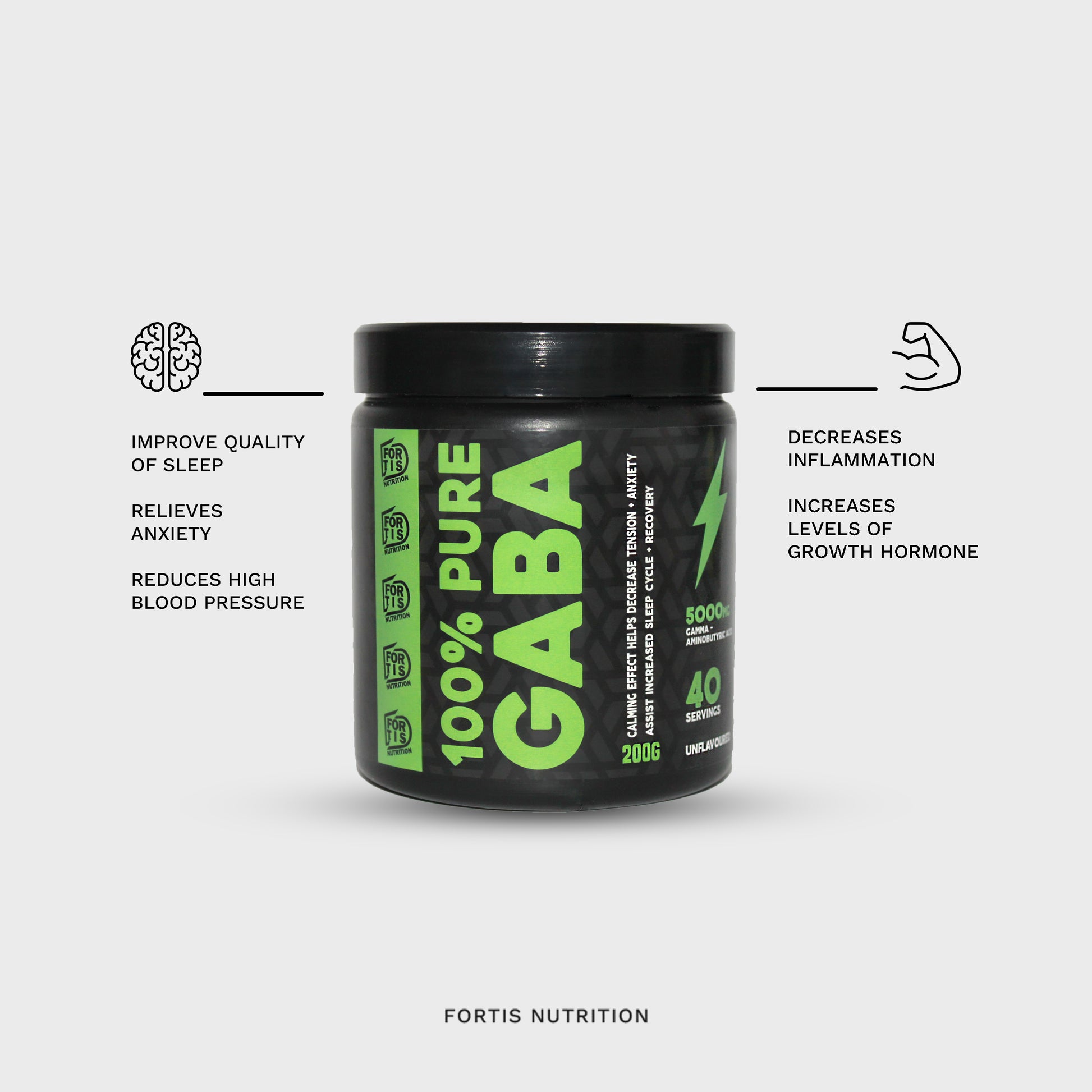100% Pure Fortis Nutrition GABA (Gamma-Aminobutyric Acid)